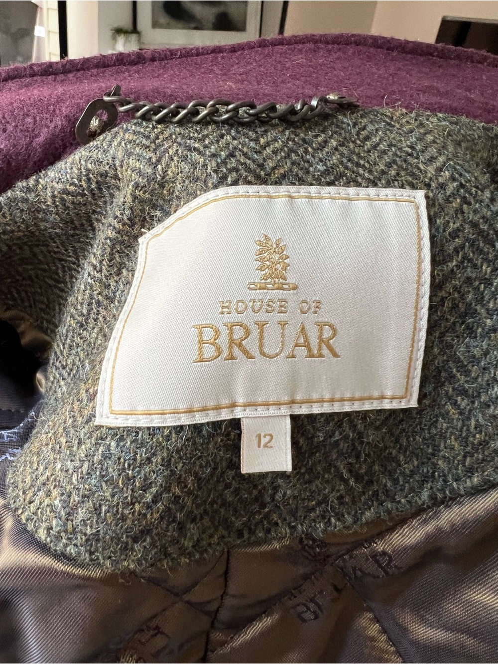 House of Bruar of Scotland Herringbone Wool Blend Field Hunt Jacket size 8 - Picture 8 of 10